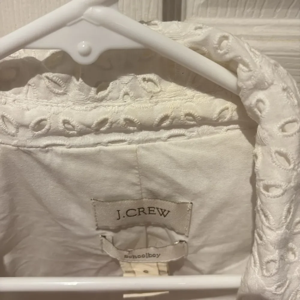 J. Crew Ivory Lace Blazer with eyelet. Schoolboy blazer with eyelet.